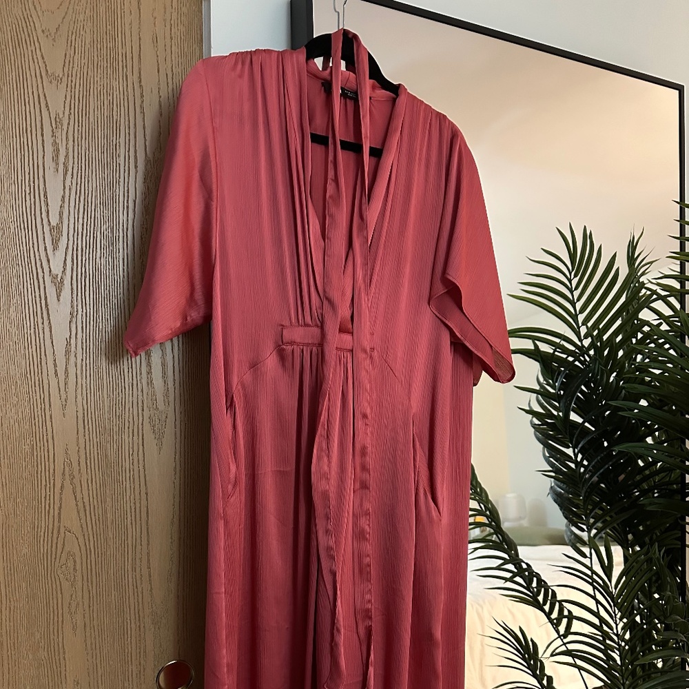 ZARA V-Neck Midi Flowy tunic kaftan Dress